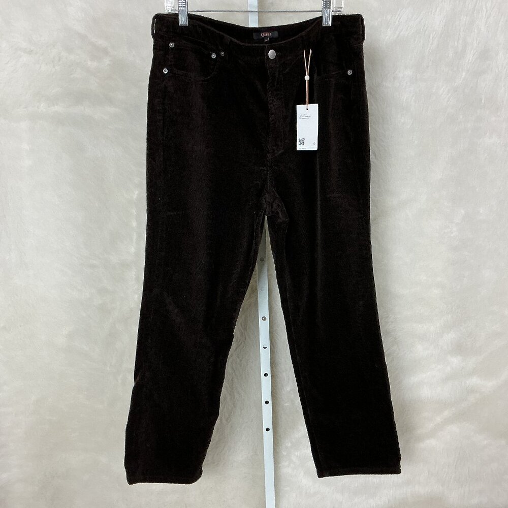 Quince Organic Stretch Corduroy Straight Leg Pants Espresso NWT Plus Size 16